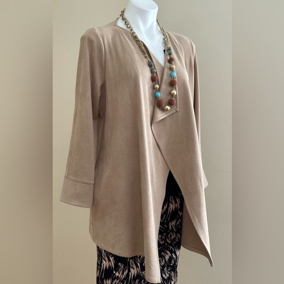 GRETCHEN SCOTT WATERFALL SUEDE LIGHT TAN JACKET, SIZE S - Picture 3 of 13